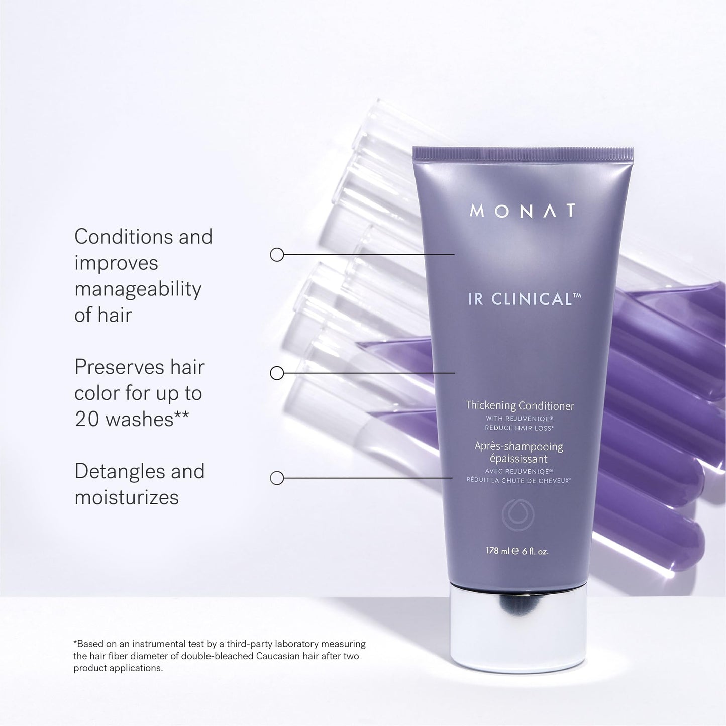 MONAT IR Clinical System - Complete Hair Care Restoration Kit with Thickening Shampoo, Conditioner & Thinning Defense Serum - Strengthens, Protects