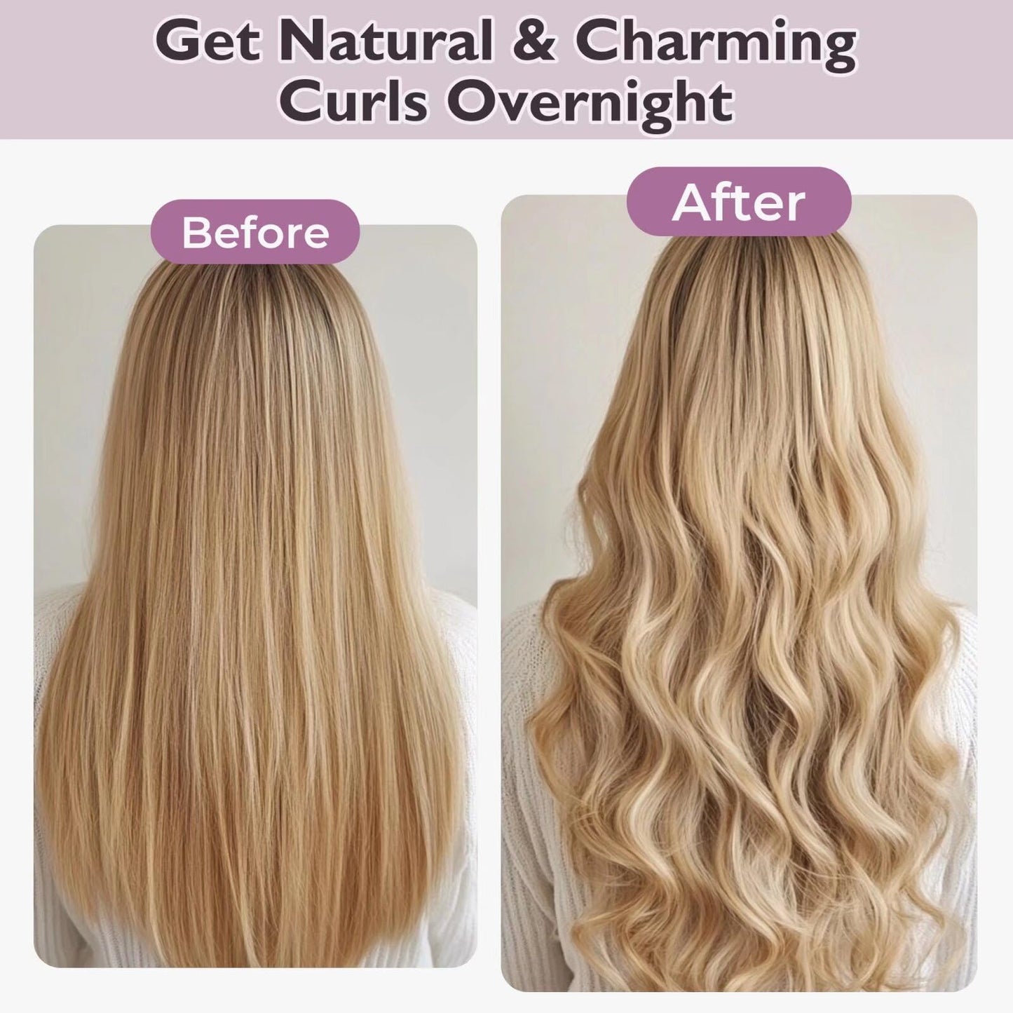 Overnight Hair Curlers Heatless Curls - 6 Pcs No Heat Blowout Curling Rods to Sleep In with Satin Hair Scarf Beauty and Personal Care posicurly