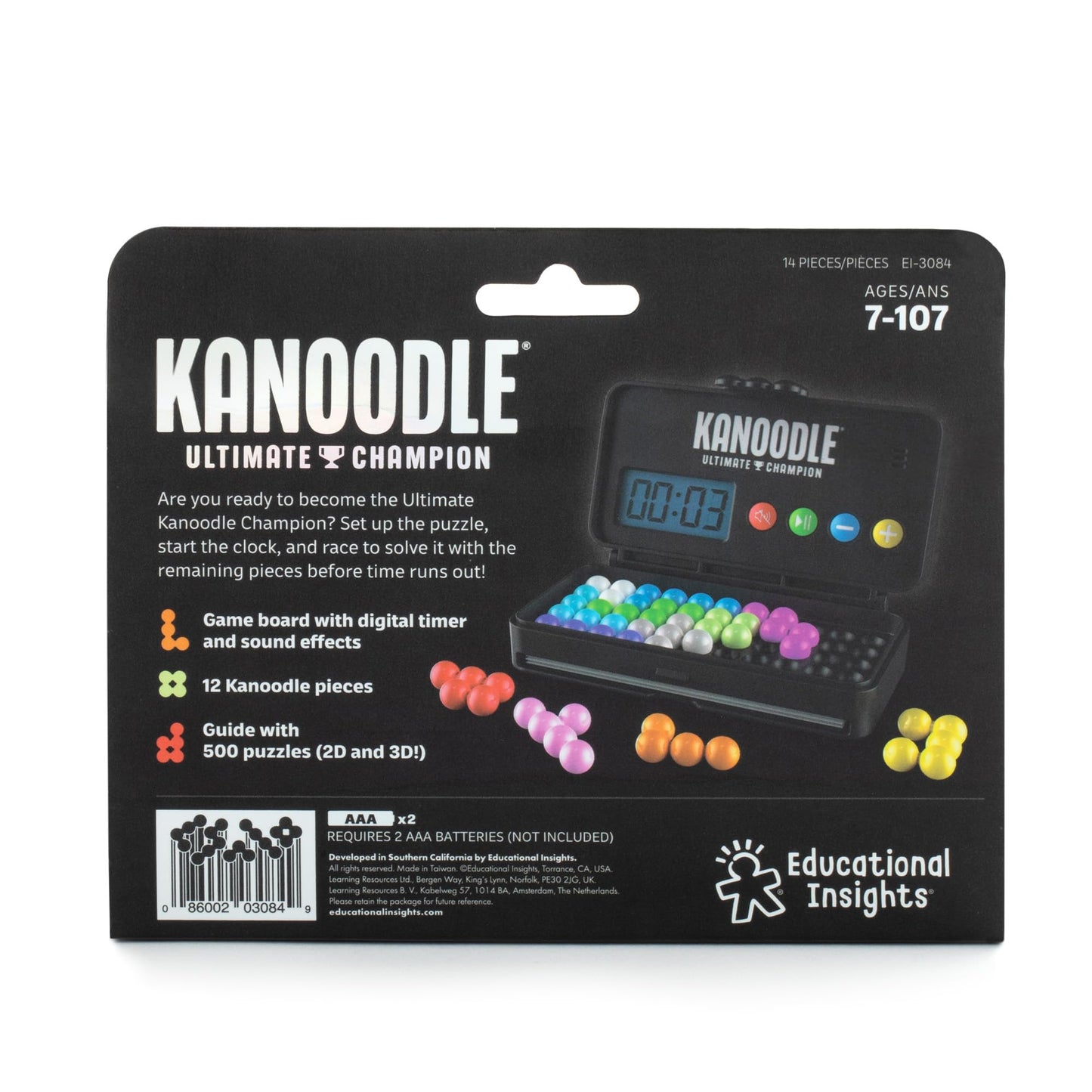 Educational Insights Kanoodle Ultimate Champion – 3D Brain Teaser Puzzle with Timer, Handheld Travel Game for Kids, Teens & Adults Ages 7+