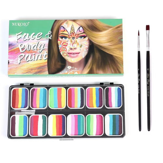 12 color rainbow bar color palette, human body color paint, washable stage makeup color paste