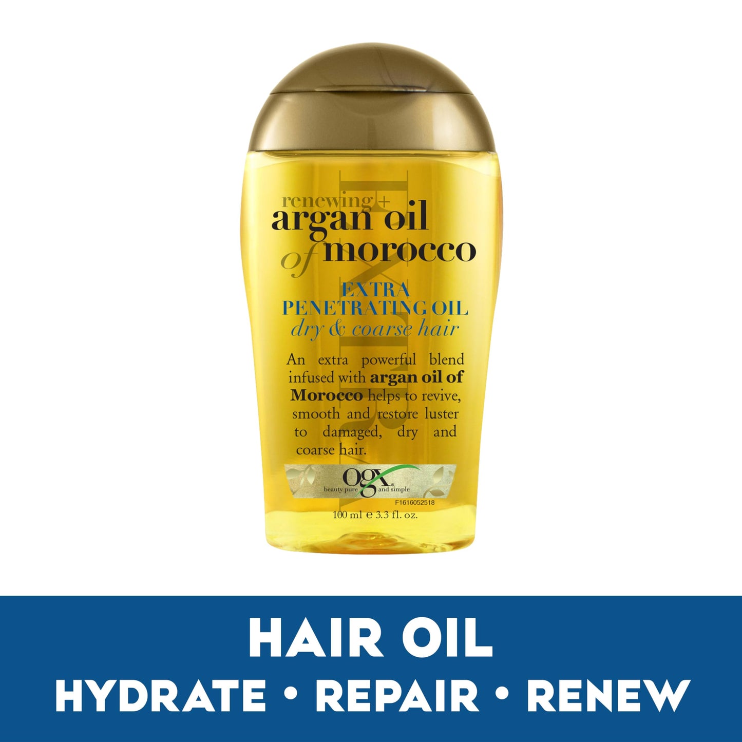 OGX Renewing + Argan Oil of Morocco Hair Oil, Extra Strength Penetrating Serum Treatment for Dry, Damaged, Frizzy, Curly & Coarse Hair, Cold-Pressed Beauty and Personal Care OGX