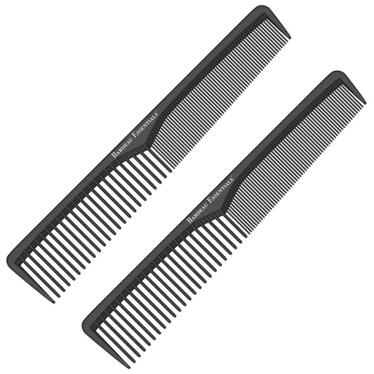 Styling Comb (2 Pack) | Professional 7 Inch Black Carbon Fiber Anti Static Chemical And Heat Resistant Comb For All Hair Types | Fine and Wide Tooth | Beauty and Personal Care Bardeau Essentials Default Title