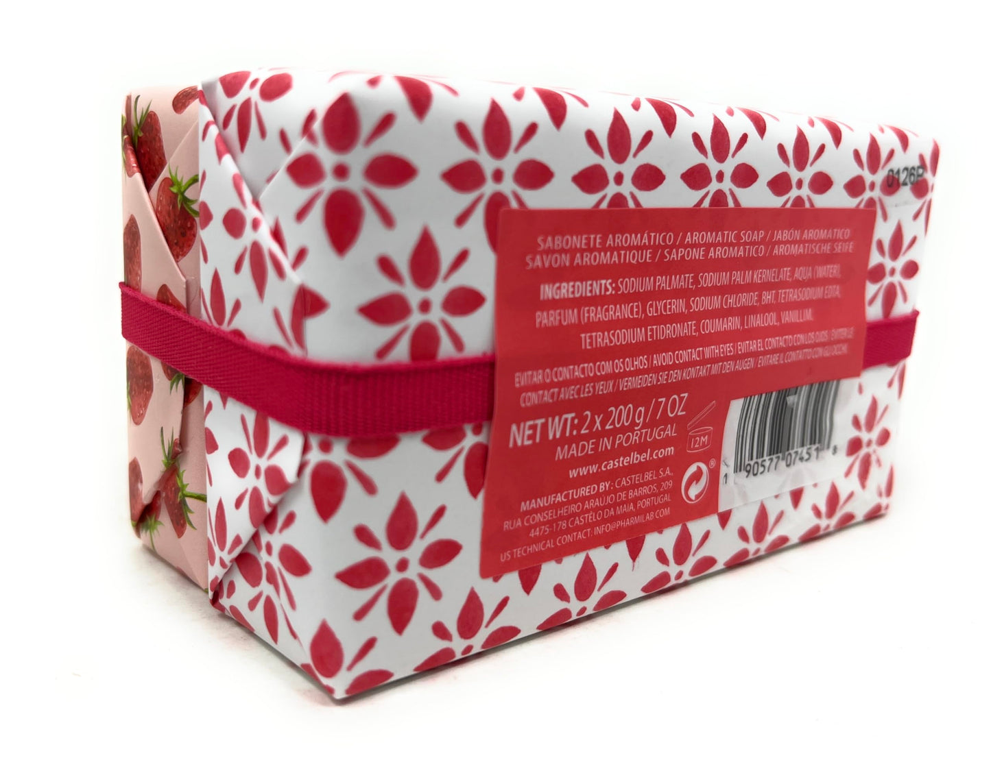 Castelbel Set of Wild Strawberry Fragranced Luxury Soap, (2) 7-Ounce Bars