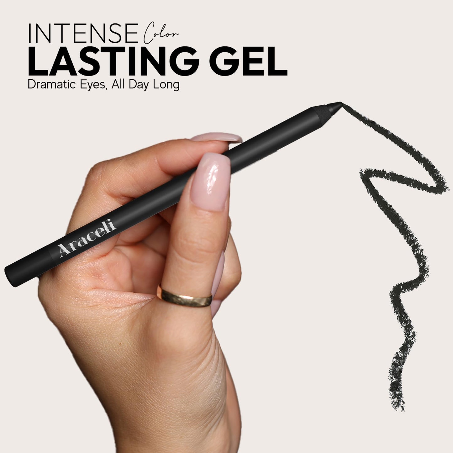 Araceli Beauty Gel Pencil Eyeliner - Water Resistant, Long-Lasting, Smudge-Proof Creamy Formula for Precision Lining - Hypoallergenic, Bold Eyeliner