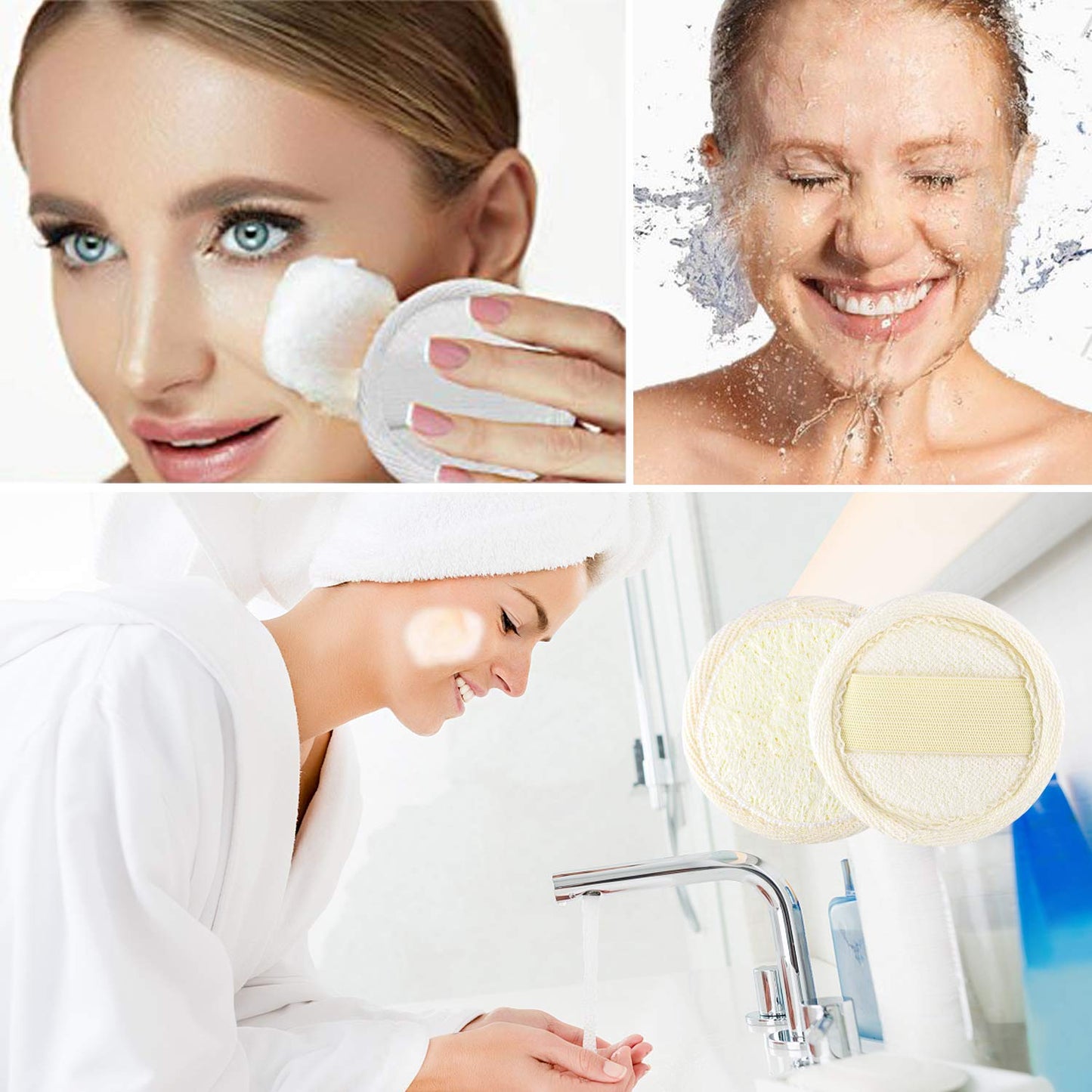 10 Packs Exfoliating Loofah Sponge Loofa Pads,Loofah Face Brush Cleanser and Massager,100% Natural Eco Loofah for Man Women Facial Cleansing Body Wash
