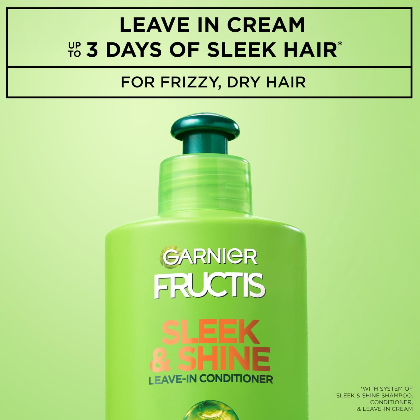 Garnier Fructis Sleek & Shine Leave-In Conditioner Cream, Anti-Frizz Hair Treatment with Plant Keratin + Argan Oil, Controls Frizz and Provides Beauty and Personal Care Garnier