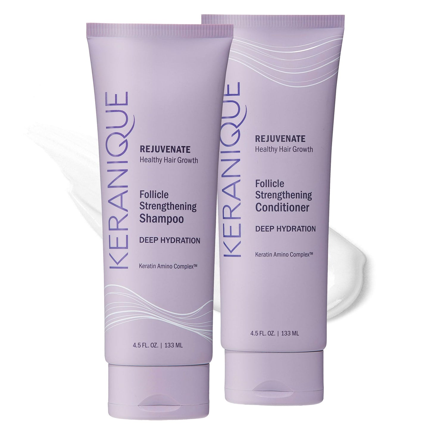Keranique Deep Hydration Shampoo and Conditioner Set for Dry, Thinning Hair - Keratin, Biotin & Niacinamide - Moisturizing, Strengthening & Volumizing