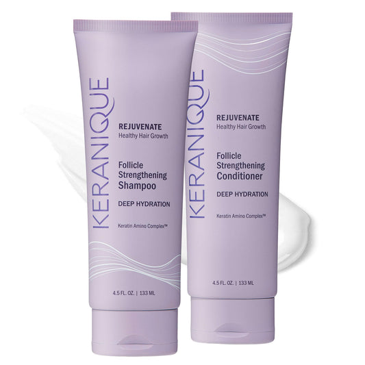 Keranique Deep Hydration Shampoo and Conditioner Set for Dry, Thinning Hair - Keratin, Biotin & Niacinamide - Moisturizing, Strengthening & Volumizing