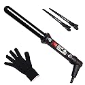 Le Angelique 1 Inch Ceramic Curling Wand for Beach Waves, Short & Long Curls - 25mm Professional Clipless Curler Iron with Glove and 2 Clips | 450F