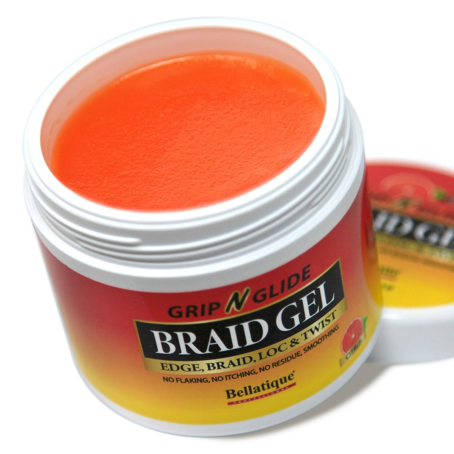 BELLATIQUE GRIP N GLIDE Braiding Gel Maximum Hold for LOC & Twist - No Flaking, No Whitening, Fast Drying, High Shine, Cool & Refreshing, Long Lasting