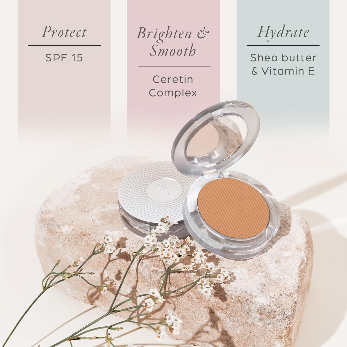 PUR Beauty 4-in-1 Pressed Mineral Makeup Powder Foundation with SPF 15 - Concealer & Finishing Compact Pressed Powder for Face - Buildable Medium