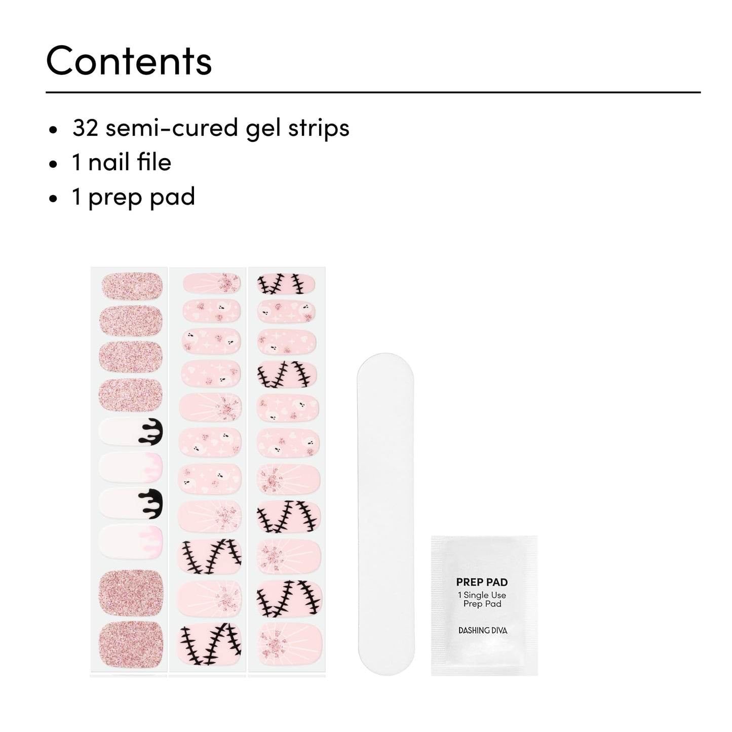 Dashing Diva Gloss Nail Strips - Kinda Cute, Kinda Scary - UV Free, Chip Resistant, Long Lasting Gel Stickers - 3-Piece Glow-in-The-Dark Manicure Set Beauty & Personal Care Dashing Diva