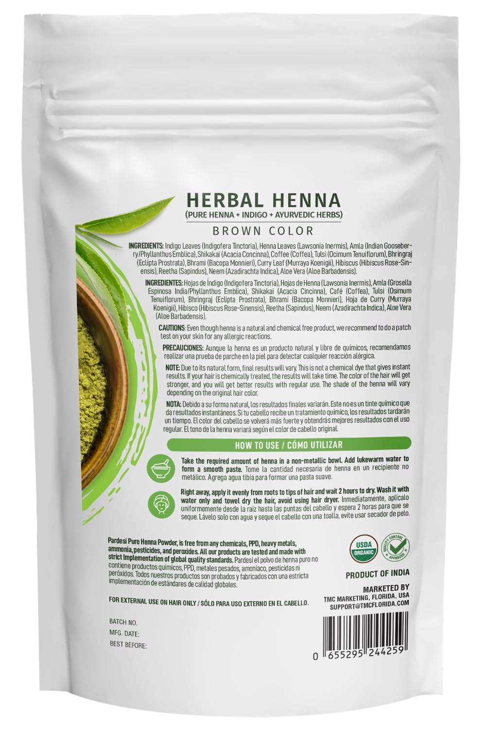 Pardesi Organic Henna Brown 200g - Natural Hair Color & Conditioning Treatment | Halal, Non-GMO, Vegan | Chemical-Free