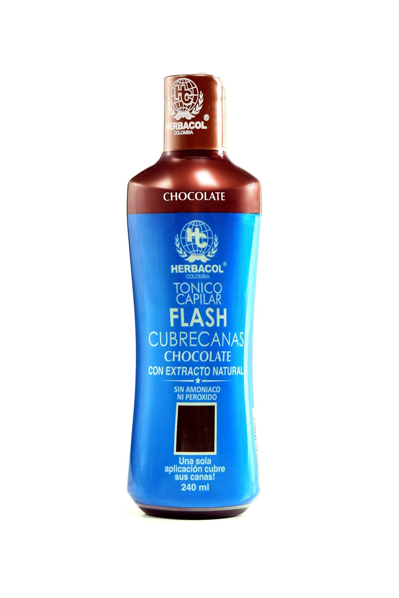 Herbacol Natural Gray Hair Cover, Chocolate (Brown), Ammonia and Peroxide Free 8.1oz| Herbacol Flash Cubrecanas, Chocolate, Natural Sin Amoniaco ni