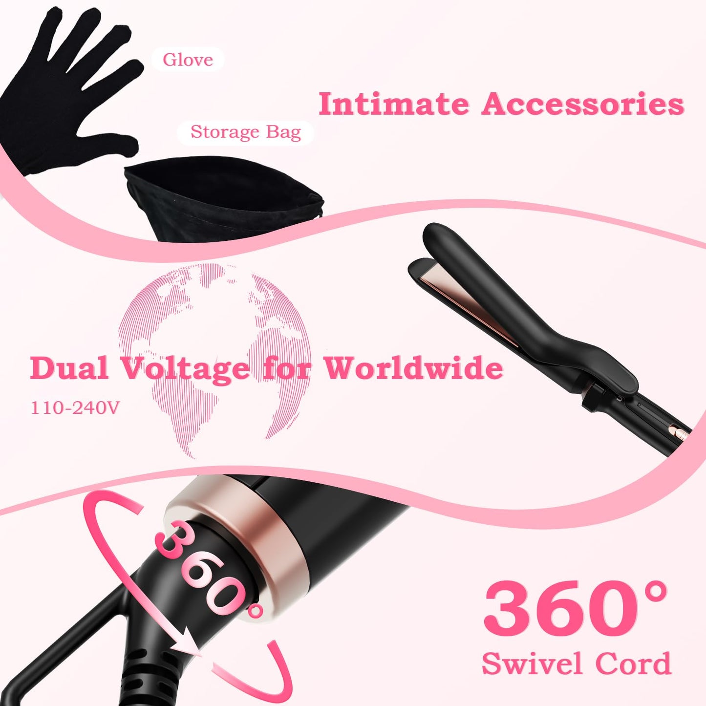 Ufree 5 in 1 Curling Iron with Interchangeable Ceramic Barrels (0.35"-1.25"), Curling Wand Set with Flat Iron Hair Straightener, Instant Heat Up, Dual Beauty and Personal Care Ufree
