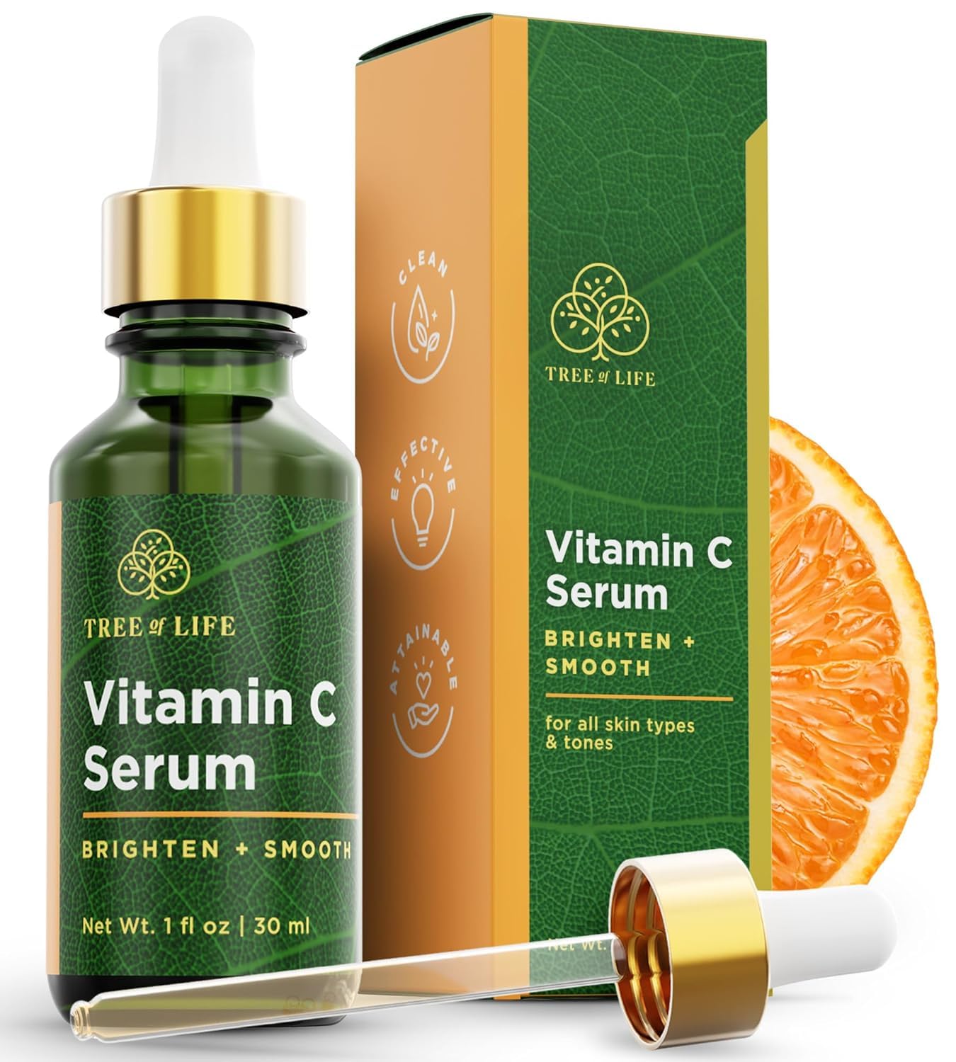 Tree of Life Beauty Vitamin C Skin Care Set, Skin Brightening Face Oil for Dark and Age Spots, Facial Serums for Dry and Sensitive Skin