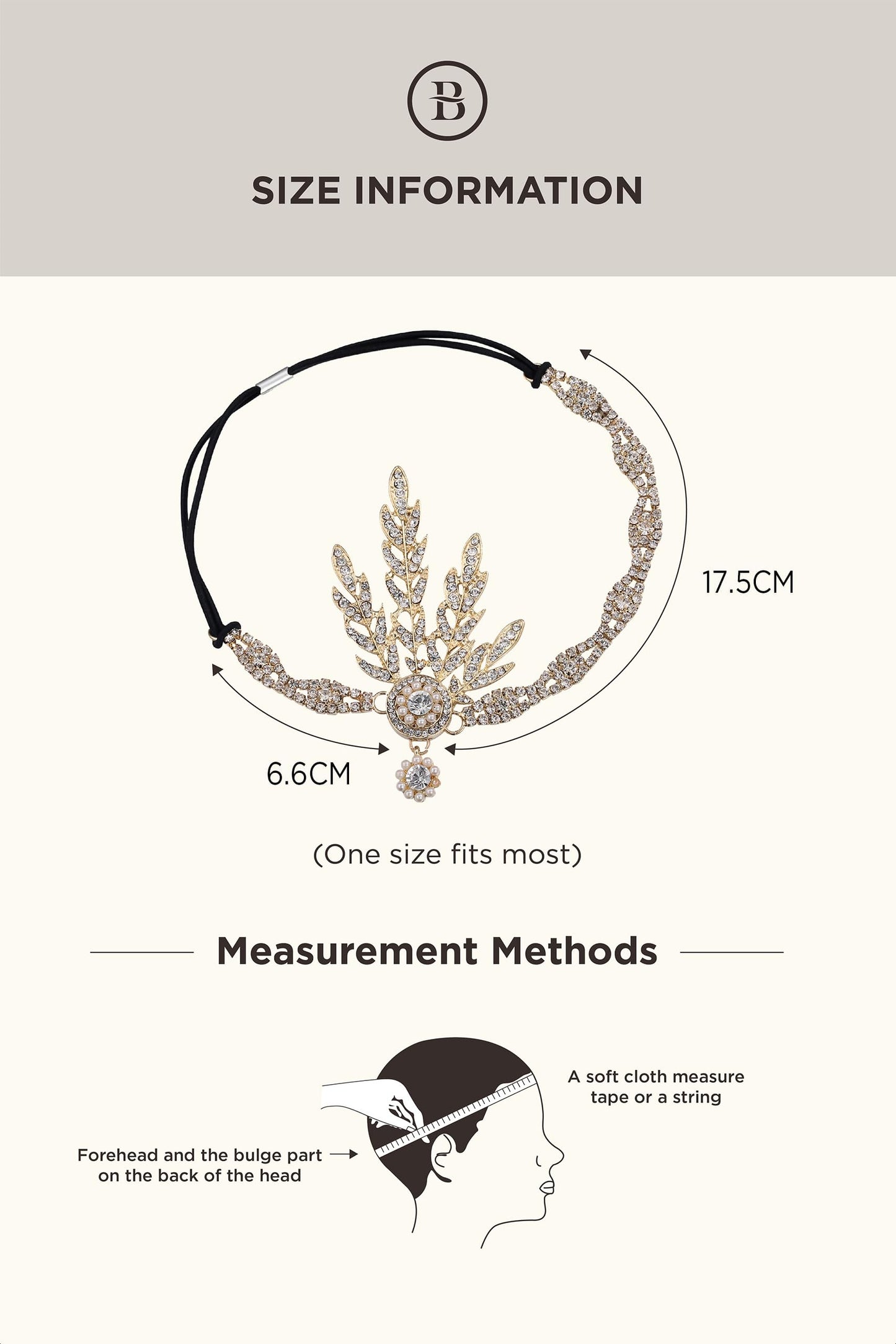 BABEYOND Art Deco 1920's Flapper Great Gatsby Inspired Leaf Medallion Pearl Headpiece Headband Gold