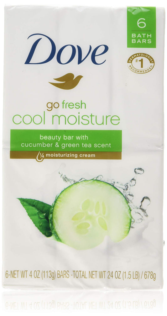Dove Go Fresh Cool Moisture Beauty Bars, 4 oz bars, 2 ea (Pack of 3)