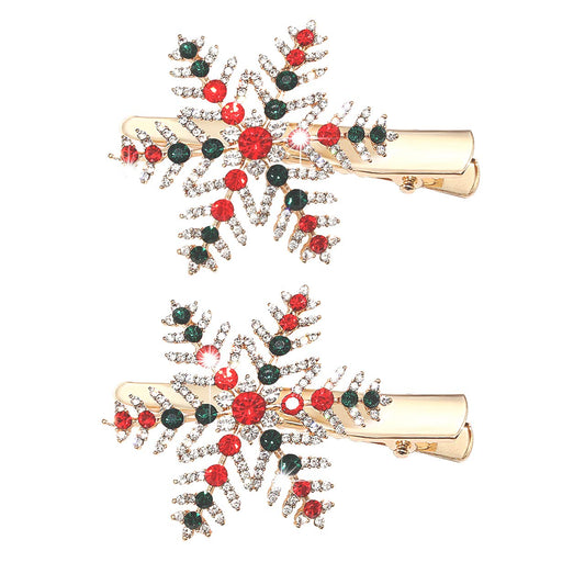 CENAPOG Christmas Hair Clips for Women Novelty Xmas Tree Hairpins Shiny Rhinestone Snowflake Jingle Bell Hair Barrettes for Festive Hair Accessories