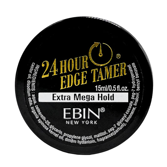 EBIN NEW YORK 24 Hour Edge Tamer Extra Mega Hold 0.5Fl Oz Strong Edge Control Gel, No Flaking, Sleek Smooth Finish, Long Lasting, Argan & Castor Oil