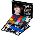 Face Painting Kit for Kids, 18 Colors Water Activated Face Paint with Brushes & Stencils, Non-Toxic Halloween Makeup Kit, Professional Face Body Paint