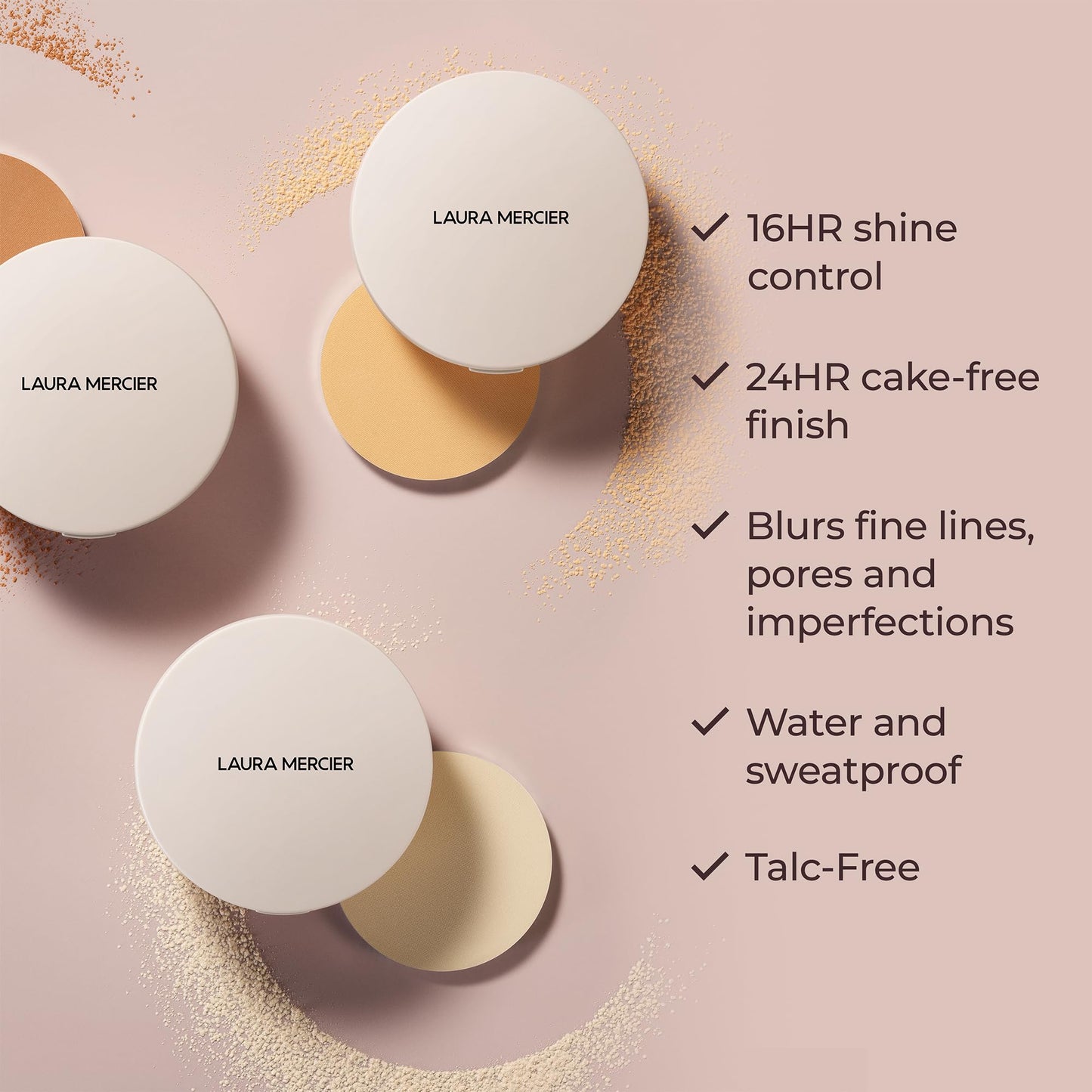 Laura Mercier Ultra-Blur Talc-Free Waterproof Translucent Pressed Setting Powder, 16HR Weightless Wear and Shine Control, Hyaluronic Acid Infused