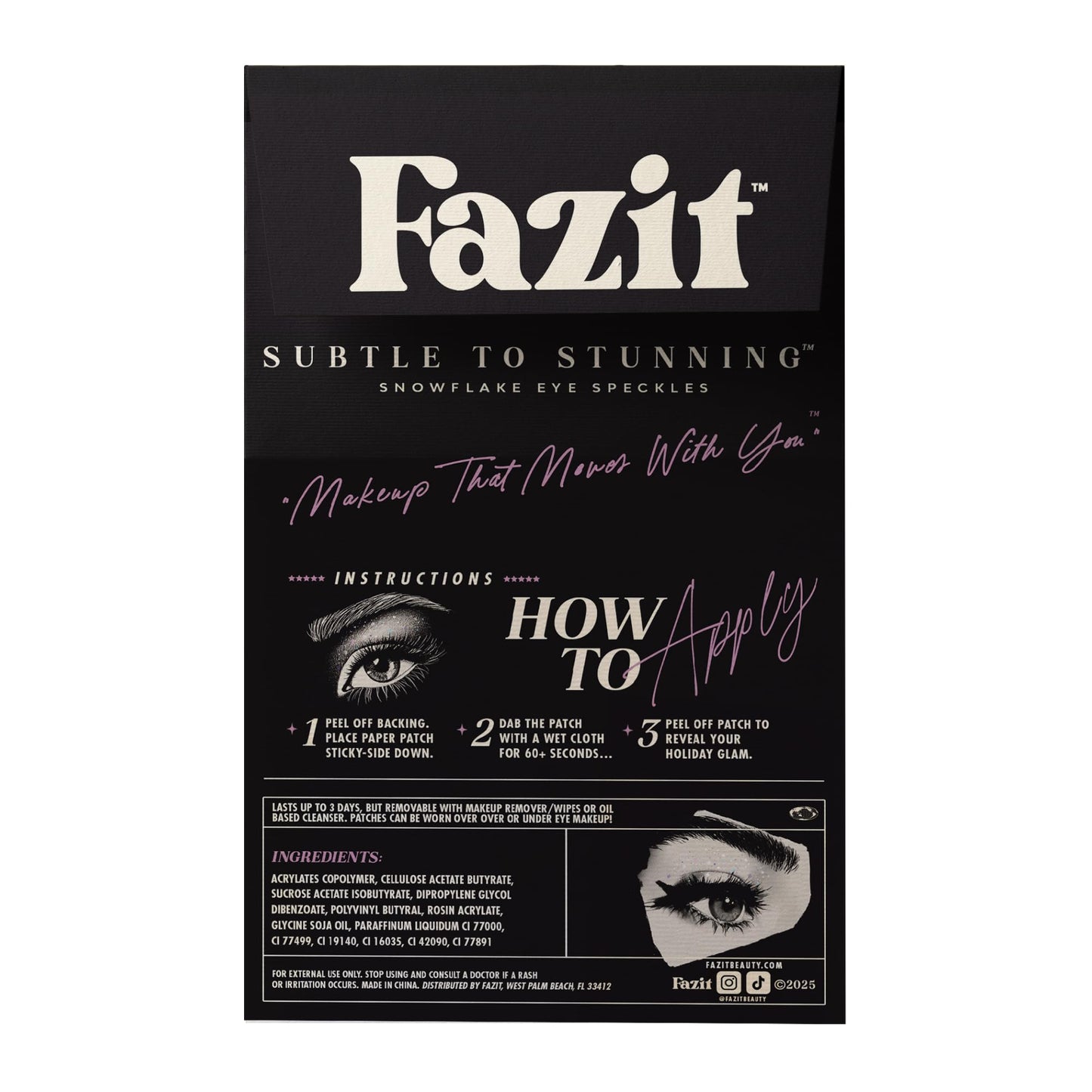 Fazit Makeup Patches - Snowflake Eye Speckles - Glow Up Make-Up Patches - Cute Glitter Makeup Accessories for Women - Cosmetic Glitter for Face