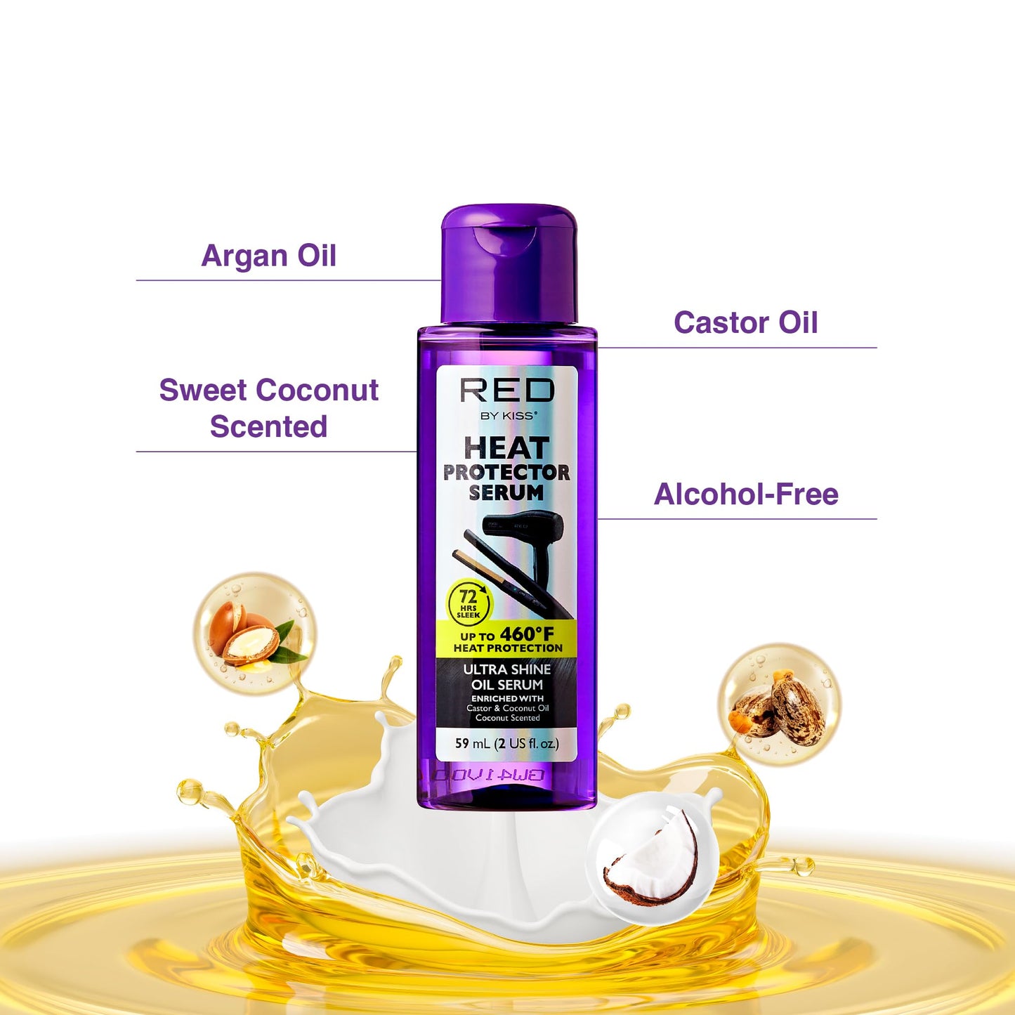 Red by Kiss Heat Protector Hair Styling Serum, Thermal Protection Ultra Shine Oil Serum, Protects Hair from Heat Damage, Anti Frizz Strengthening