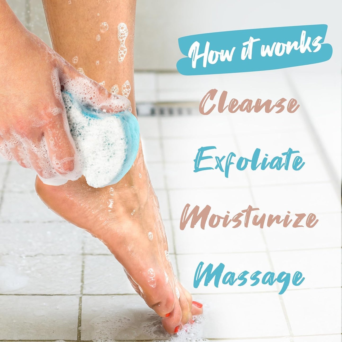 Spongables Pedi Scrub Foot Exfoliating 20+ Wash Sponge, Clean & Fresh, 3 Count Beauty and Personal Care Spongeables