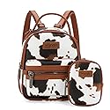 Montana West Wrangler Mini Backpack Cute Cow Print Backpack Purse for Girls and Women, Brown WG133-8600BR