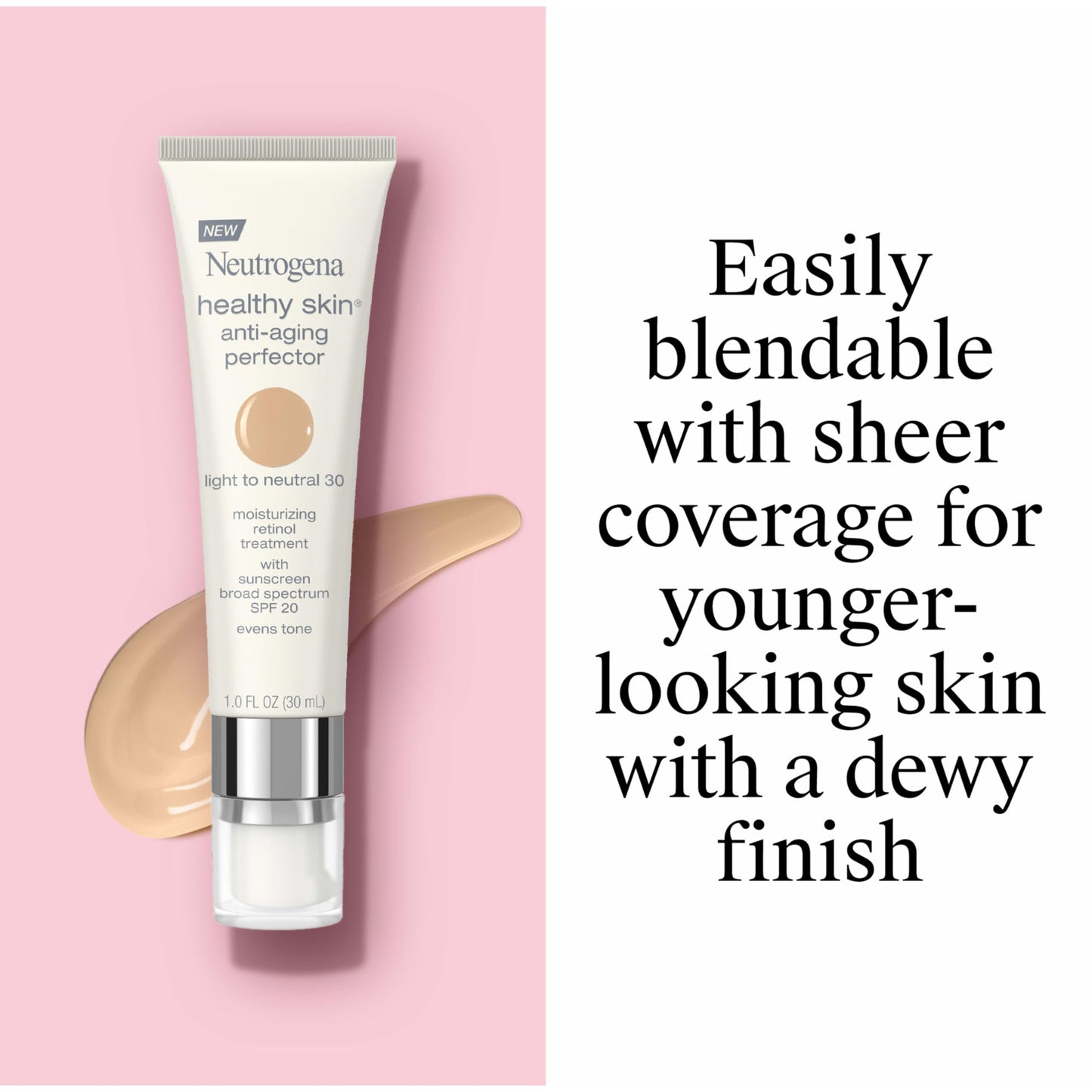 Neutrogena Retinol Treatment & Tinted Facial Moisturizer, Healthy Skin Anti-Aging Perfector, Broad Spectrum SPF 20 Sunscreen & Titanium Dioxide