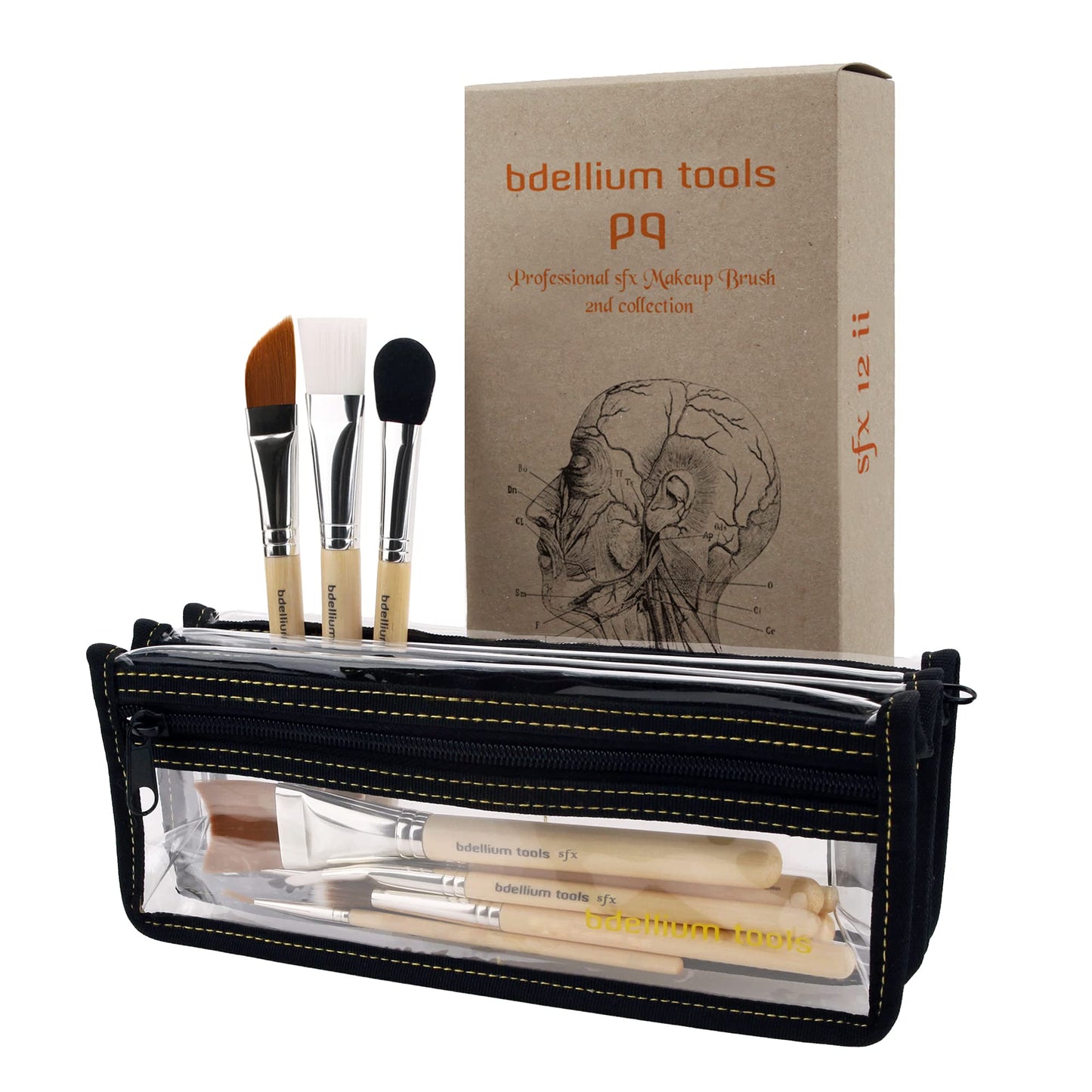 Bdellium Tools Professional Makeup Special Effects SFX Series 12 pc. Brush Set with Double Pouch (2nd Collection)