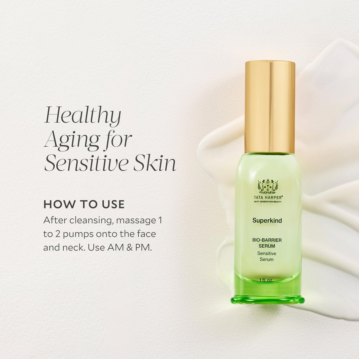 Tata Harper Superkind Bio-Barrier Serum, Anti-Aging Serum for Sensitive Skin, Redness Soothing, Skin Barrier Support, Hypoallergenic, Fragrance Free