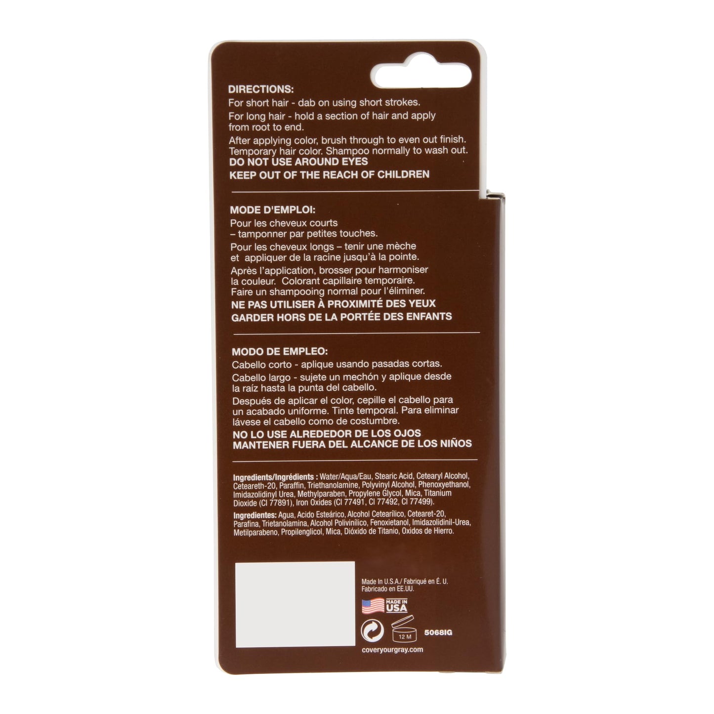 Irene Gari Instant Touch Up To Cover Your Gray Brush In Hair Mascara (Dark Brown) 0.25 Oz by Cover Your Gray