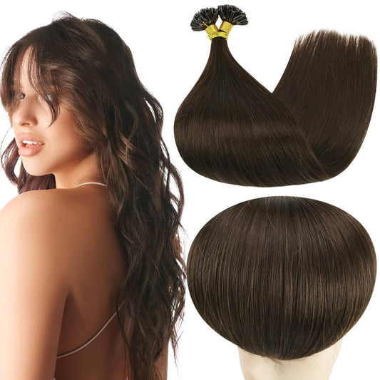 Full Shine U Tip Hair Extensions Human Hair, 16 Inch 50g Color 2 Dark Brown, Pre Bonded Fusion Extensions Remy Hair, Add Length for Short Hair Beauty and Personal Care Full Shine Default Title