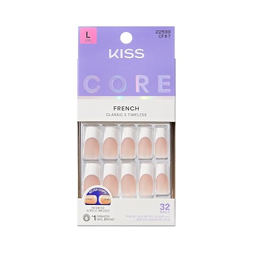 Kiss Core, Press On Nails, Nail glue included, 'Every Minute', White, Long Size, Square Shape, Includes 32 Nails, 2g Glue, 1 Manicure Stick, 1 Mini Beauty & Personal Care KISS