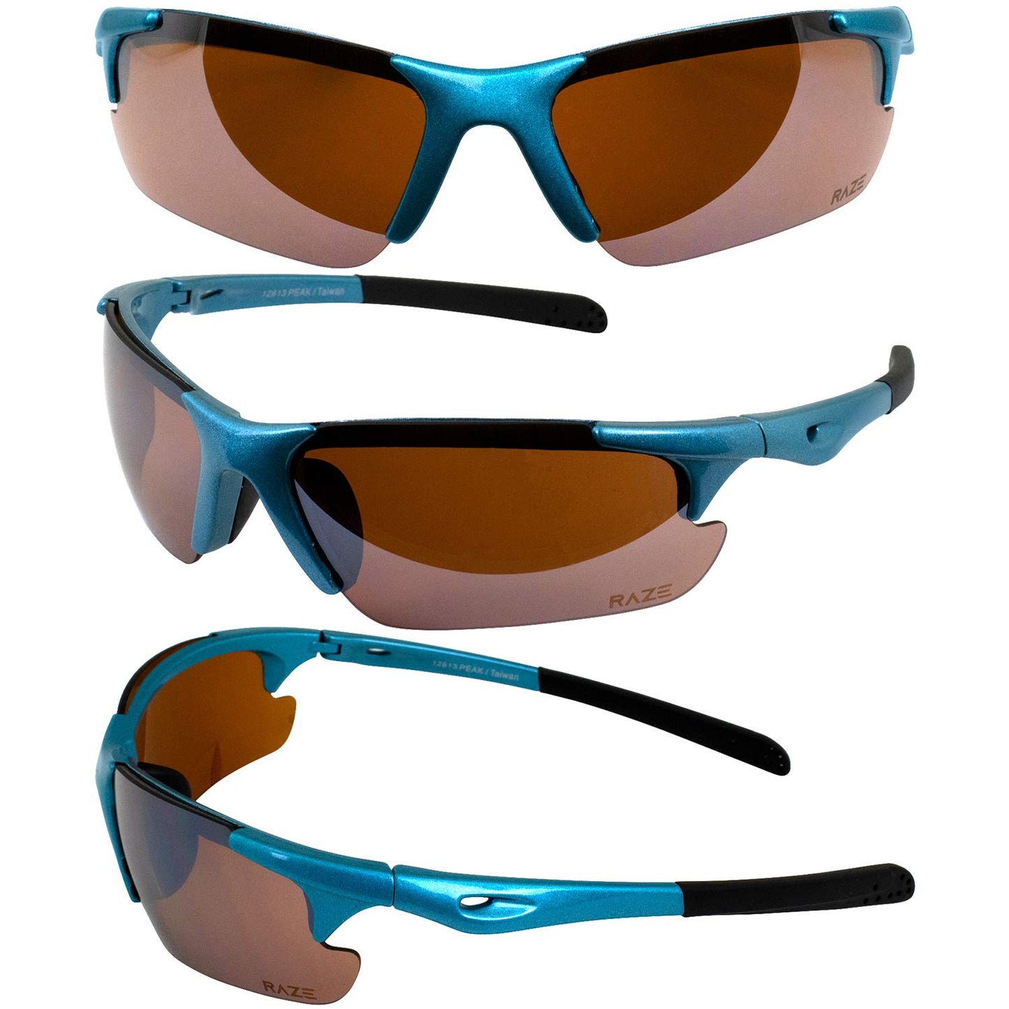 Raze Eyewear Peak Sport Frameless Sunglasses Metallic Turquoise Frame High Definition HD Lens