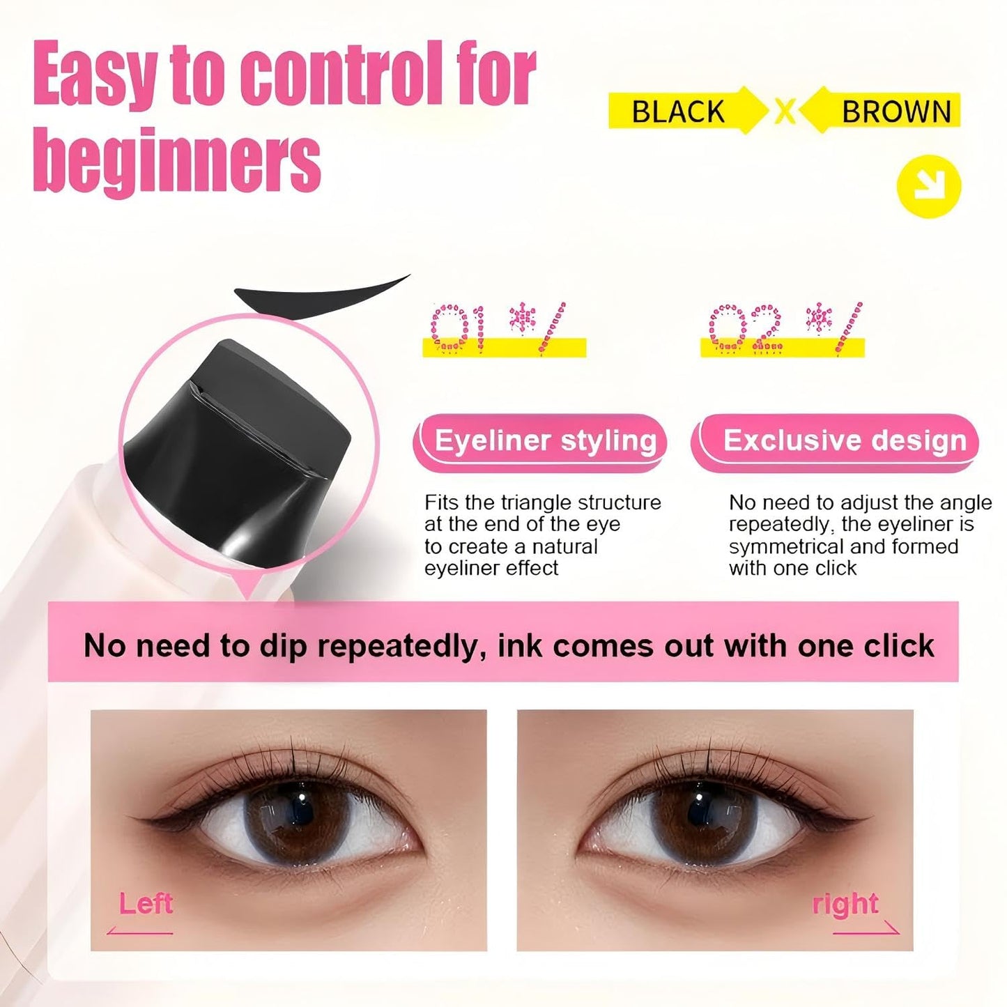 PAGE VINE Winged Eyeliner Stamp Pen Dual Head Rotating Design, Quick-Dry, Long-Lasting, Smudge-Proof for Easy Cat Eye (Black) Beauty and Personal Care PAGE VINE