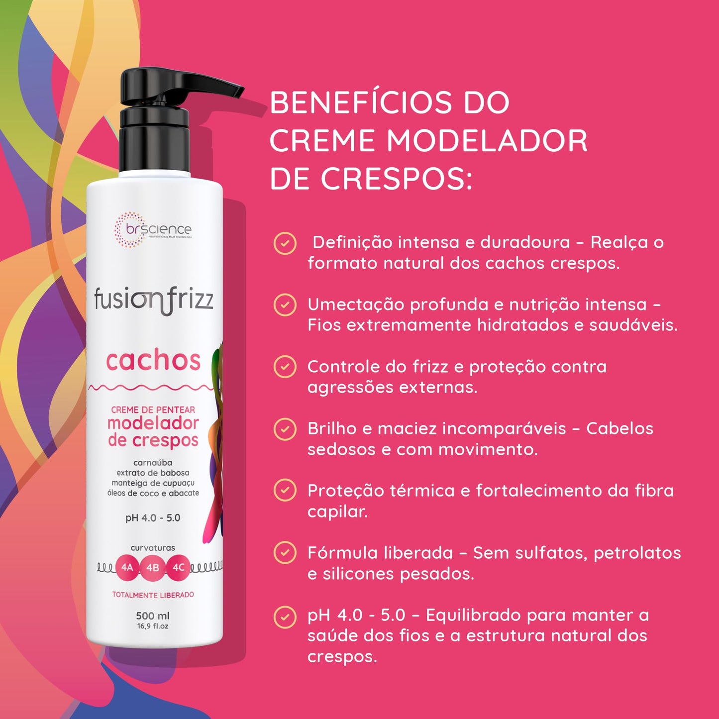 Brscience Fusionfrizz Curls 4A, 4B, 4C - Curly Styling Combing Cream 500ml