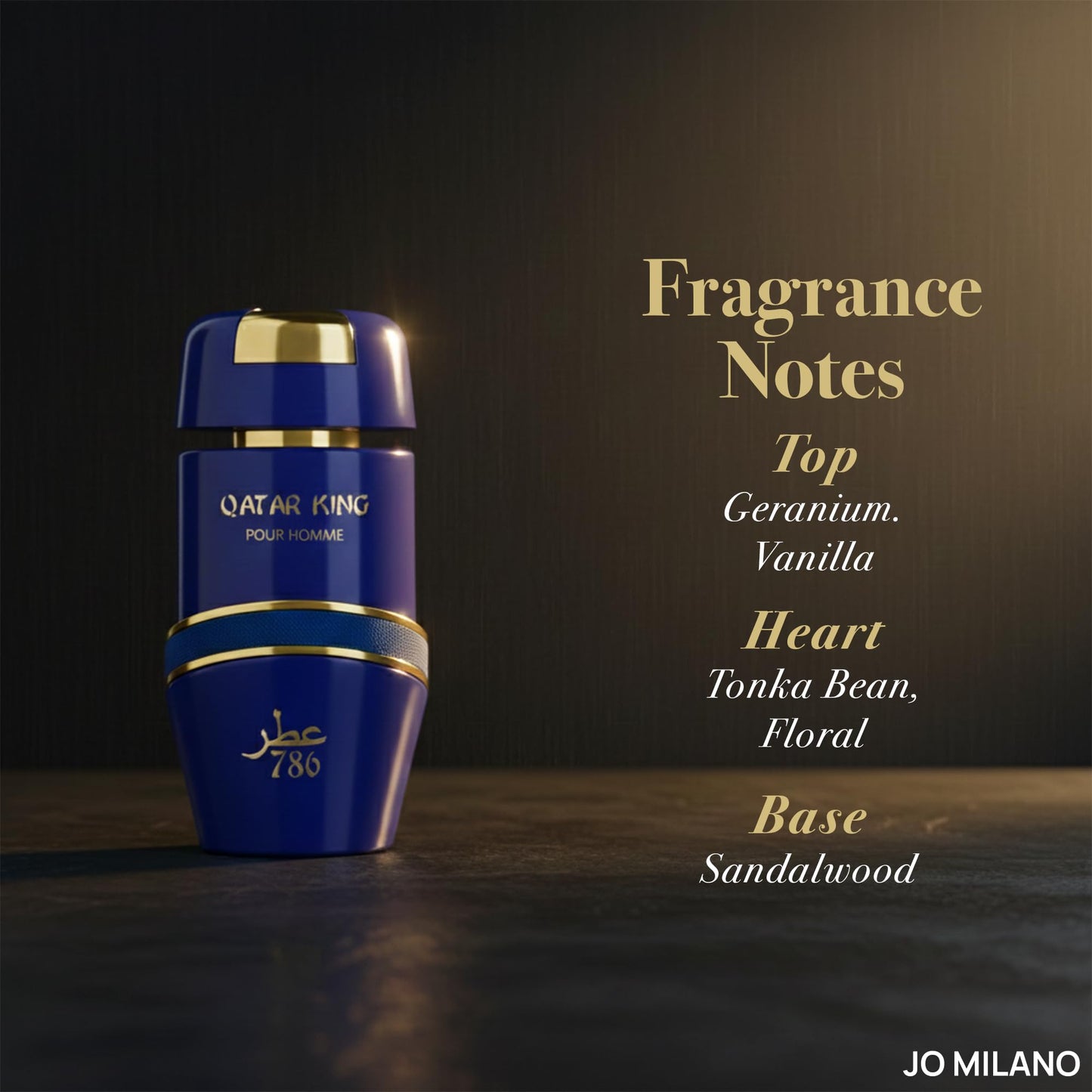 Jo Milano Qatar King Eau De Parfum Spray | 3.4 oz (100ml) | Oud, Vanilla, Fresh Spicy, Amber, Floral Scent | Long Lasting Fragrance for Men