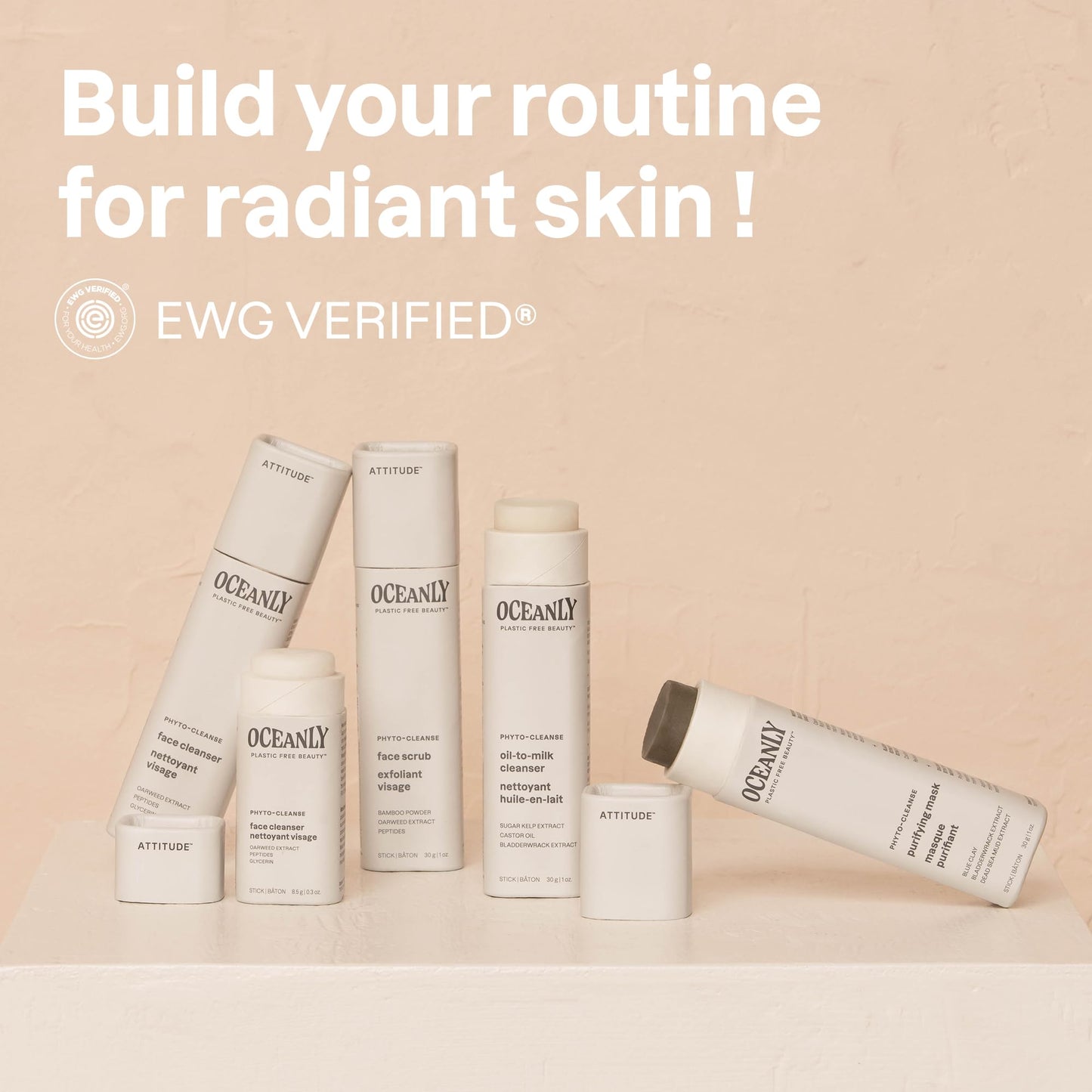 ATTITUDE Oceanly Face Cleanser Bar, EWG Verified, Plastic-free, Plant and Mineral-Based Ingredients, Vegan and Cruelty-free Beauty Products, PHYTO