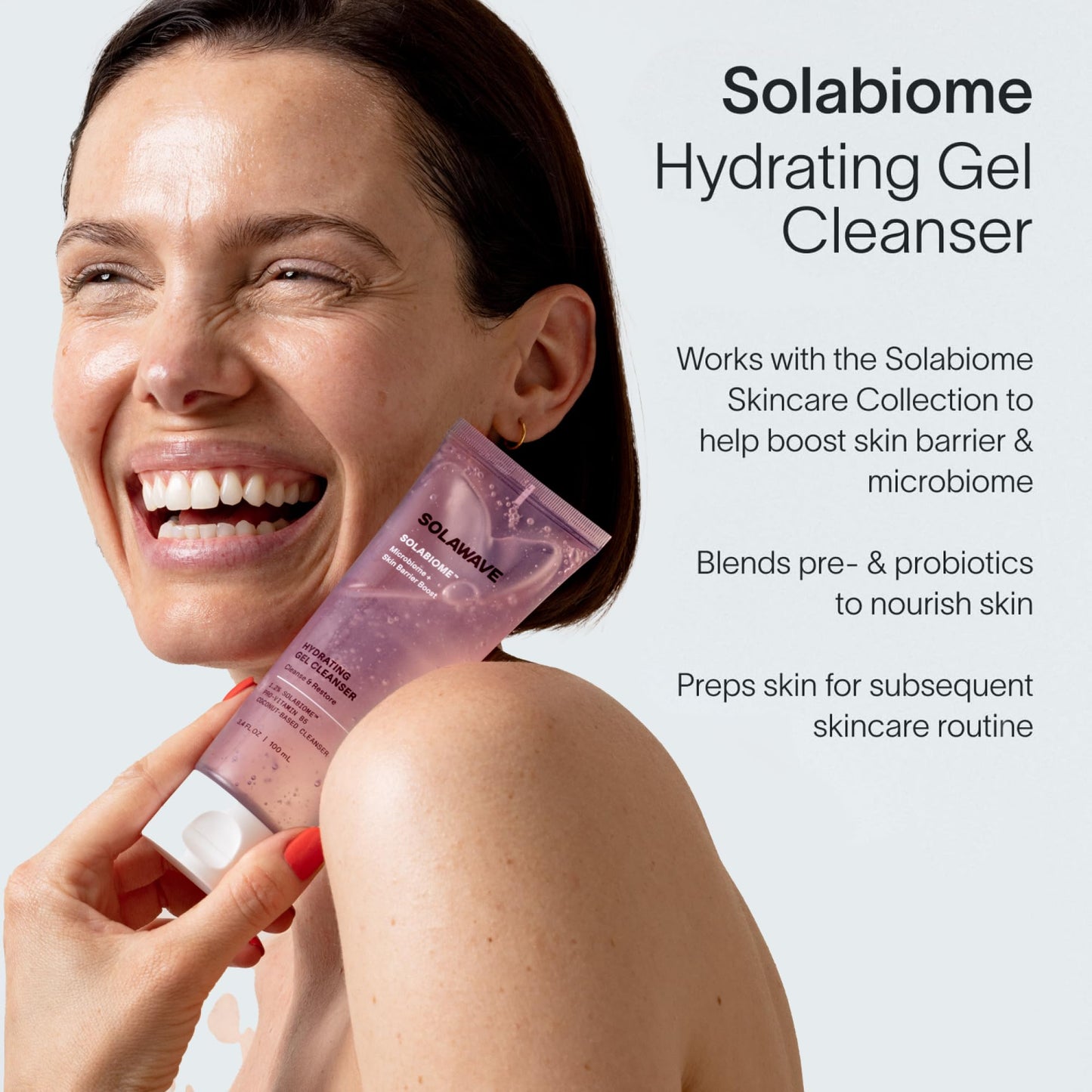 Solawave Probiotic Gel Facial Cleanser with Prebiotics and Pro Vitamin B5, Hydrating and Soothing Formula to Remove Makeup and Reduce Blemishes