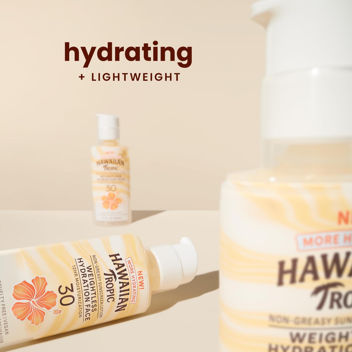 Hawaiian Tropic Weightless Hydration Lotion Sunscreen for Face SPF 30, 1.7oz | Travel Size Sunscreen Lotion, Beach Essentials, Sun Protection, Travel
