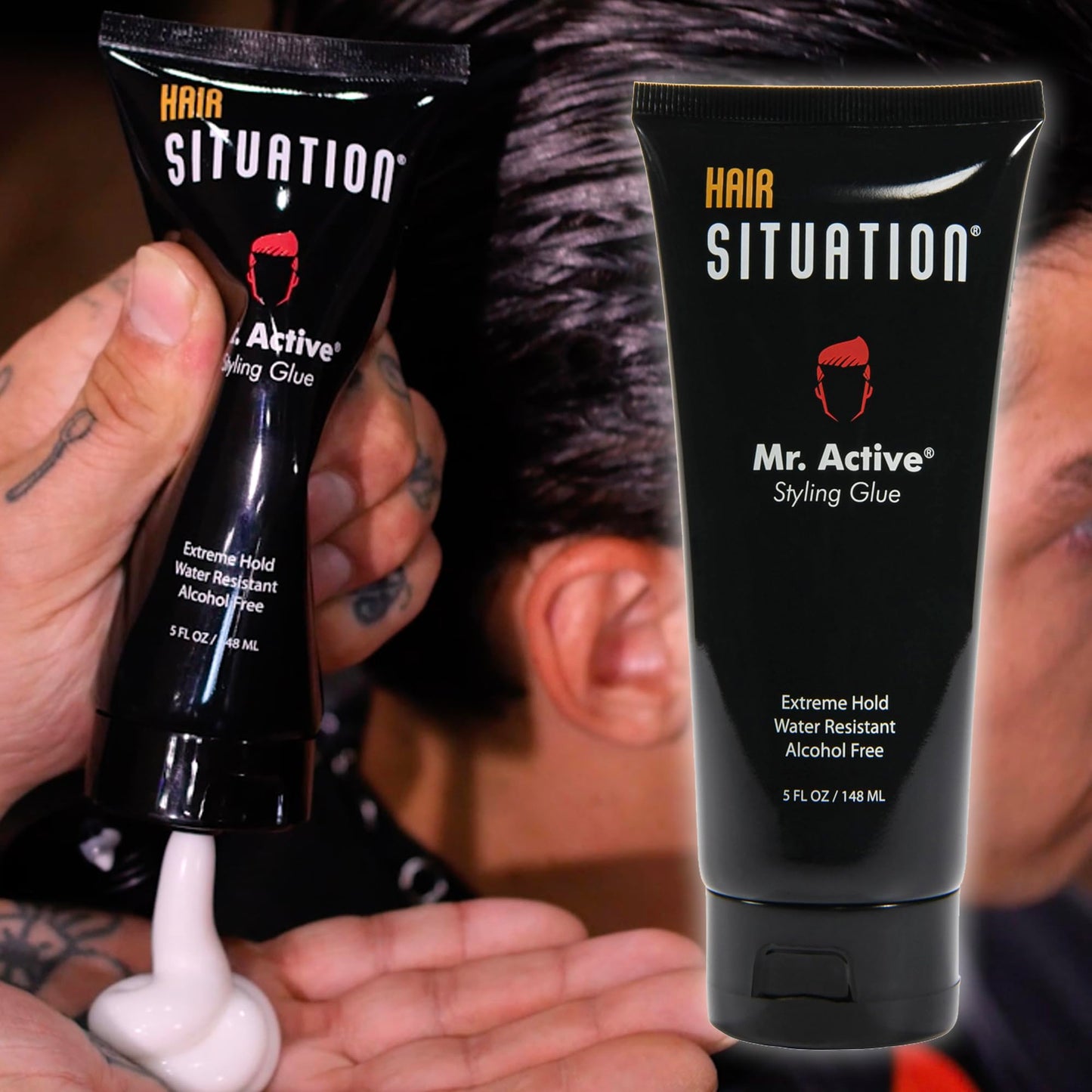 Hair Situation Mr. Active Hair Gel - Strong Hold Hair Styling Glue for Men, Maximum Grip, Anti-Frizz, Humidity Shield, Non-Flaking, Alcohol-Free, Adds