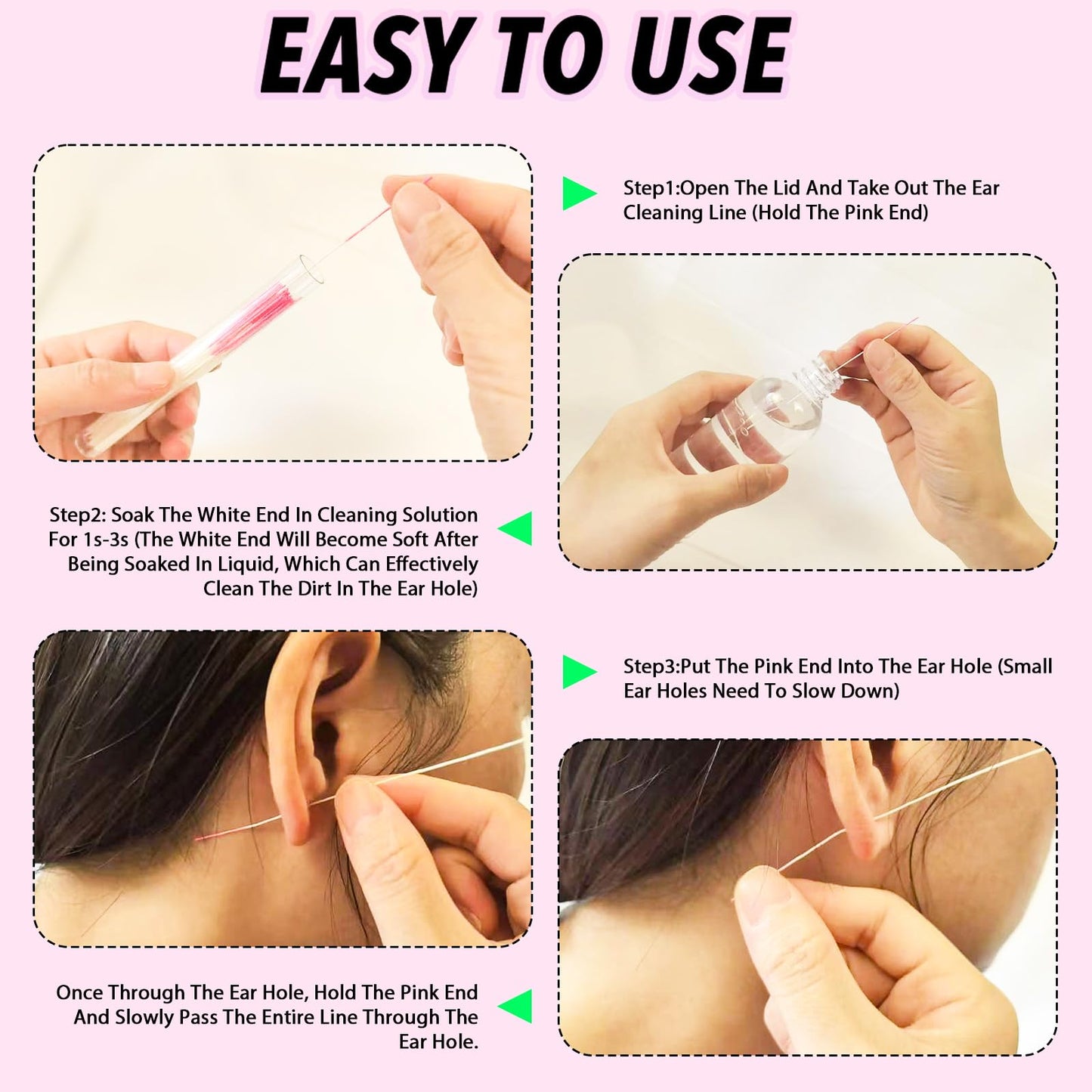 opasyo Ear Hole Cleaner 300PCS Ear Piercing Cleaner Floss,5 Colors Earring Hole Cleaner for Girls Women Men,Disposable Piercing Cleaner Floss Ear Beauty and Personal Care opasyo