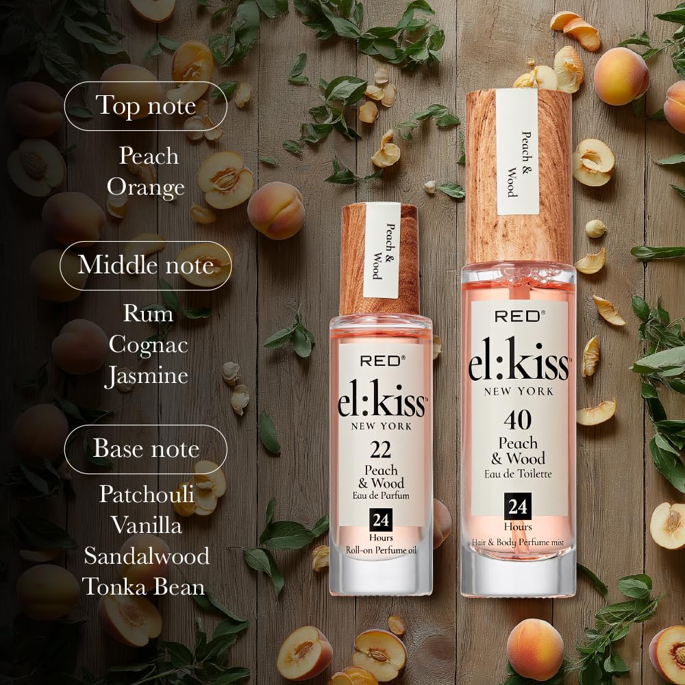 EL:KISS Hair Perfume & Body Mist, Peach & Wood Inspired by Tom F Bitter Peach, Eau de Toilette 30mL (1.01 Fl Oz), Hydrating & Long-Lasting, Alcohol Beauty & Personal Care EL:KISS