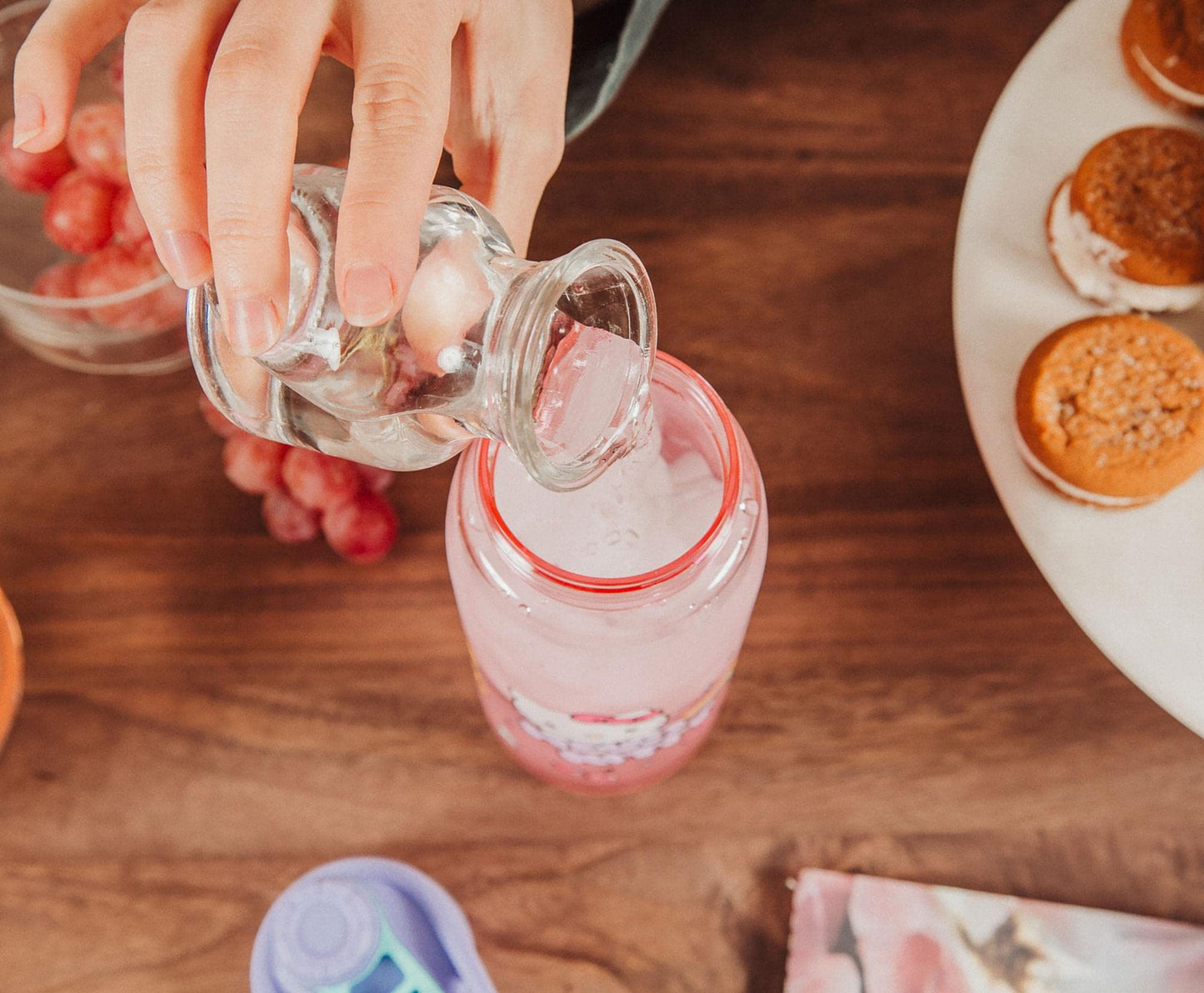Sanrio Hello Kitty Rainbow Treats and Stars 28-Ounce Water Bottle with Lid | BPA-Free Plastic Sports Jug With Leakproof Screw-Top Lid | Hydration