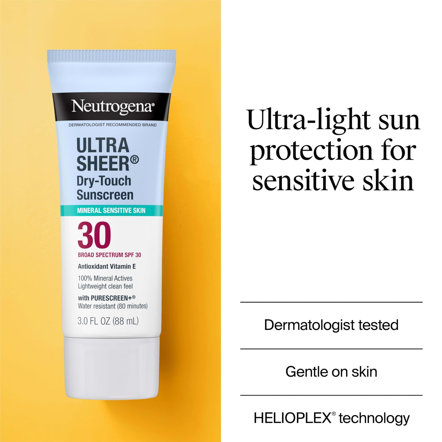 Neutrogena Ultra Sheer Dry-Touch Mineral Sunscreen For Face & Body, SPF 30 Broad-Spectrum UVA/UVB Protection, Titanium Dioxide & Zinc Oxide Sunscreen