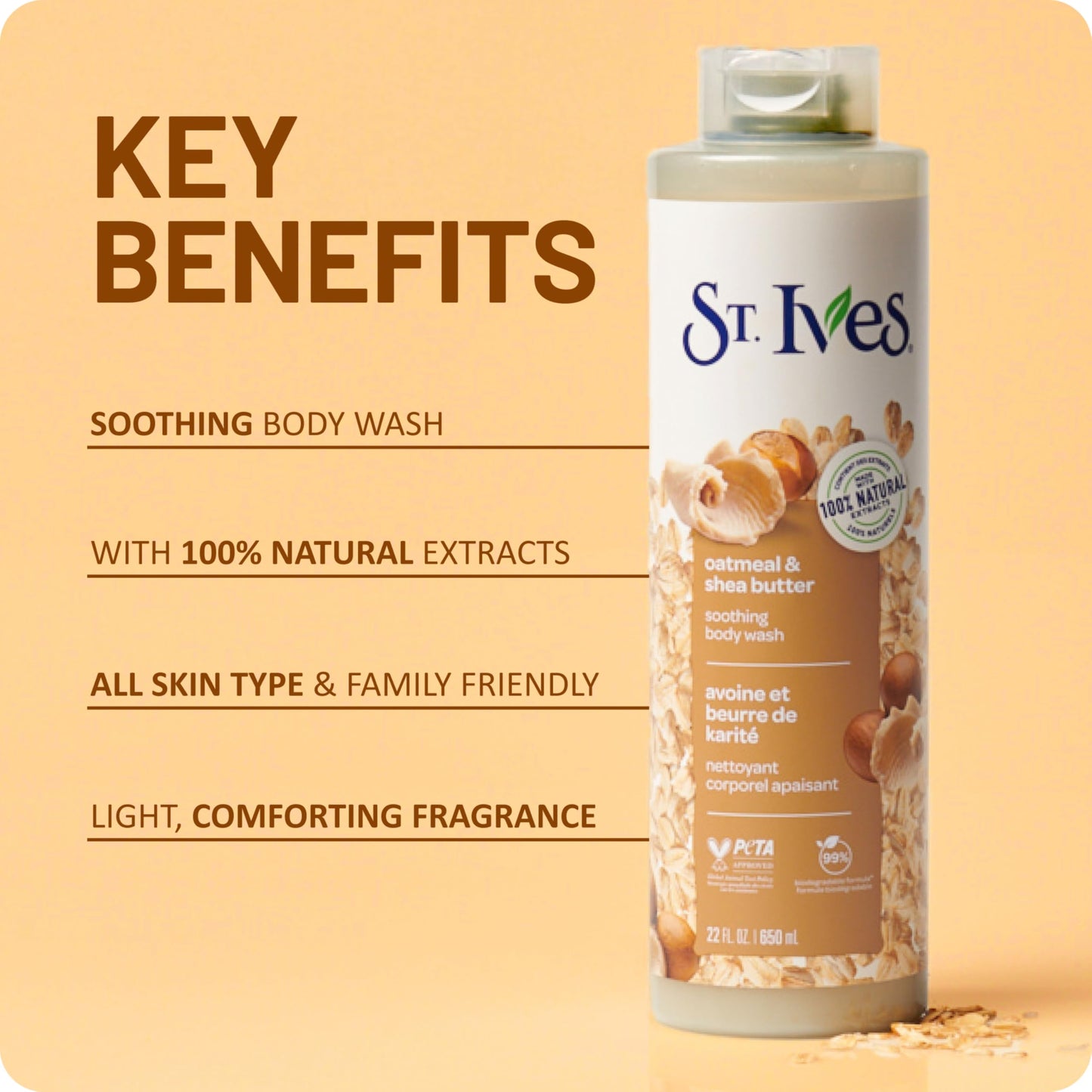 St Ives Body Wash Oatmeal And Shea Butter 22 Ounce (Pack of 6)