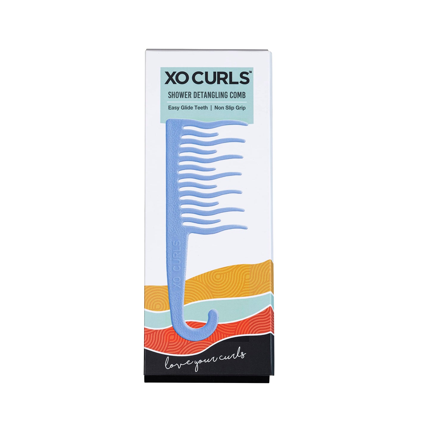 XO Curls Shower detangling hair comb, Wide tooth comb, Comb with hook for easy hanging in shower, Gentle on Scalp, Hair comb for with curly & wavy